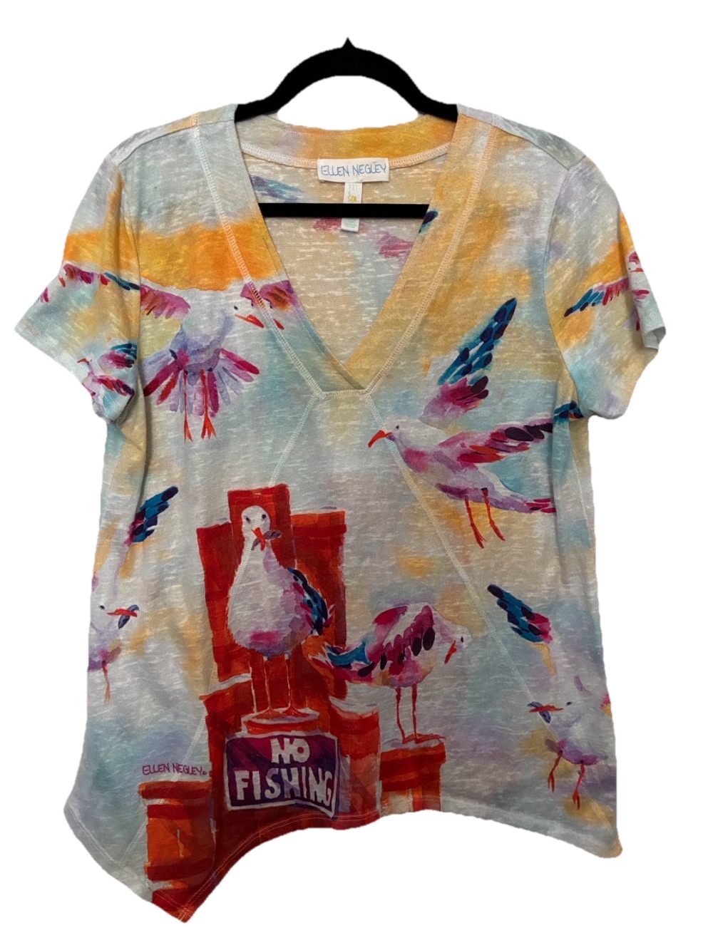 Ellen Negley Women's V-Neck Seagull Print Tunic - Multicolor